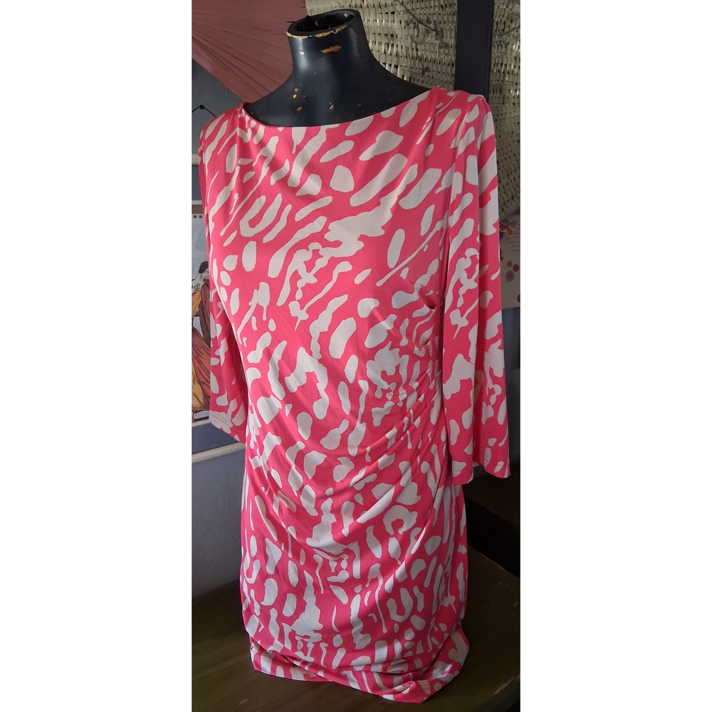 Eliza J Pink and White Abstract Dress